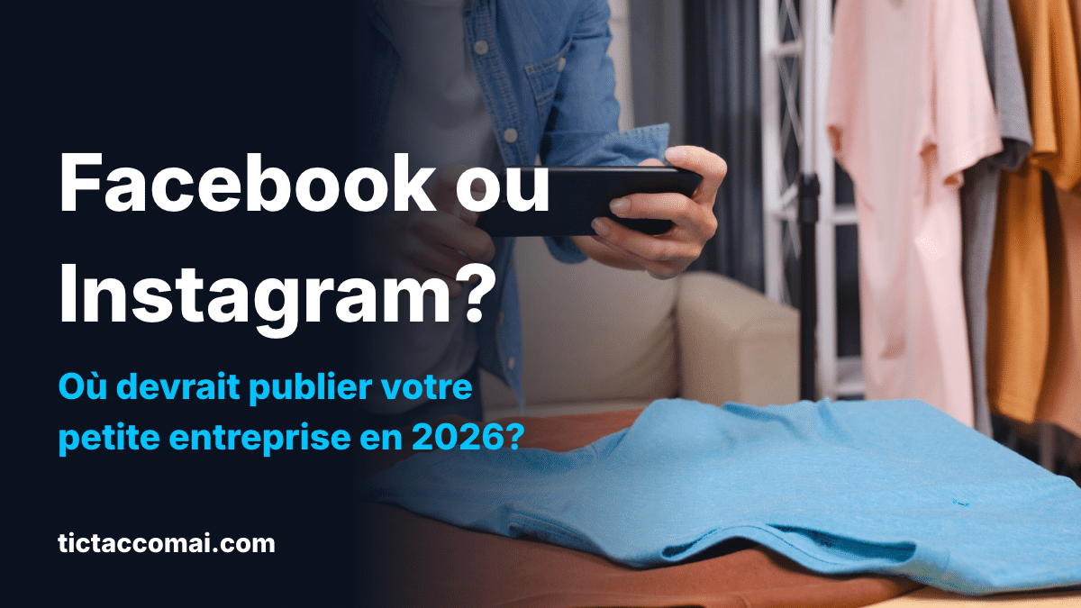 Small business owner photographing a product with her phone, with the headline Facebook or Instagram? Where should your small business post in 2026?